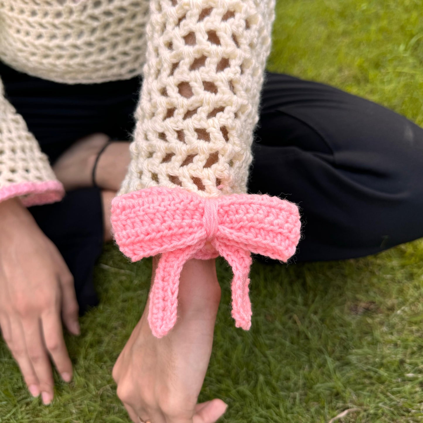 Mesh Heart Sweater with bows