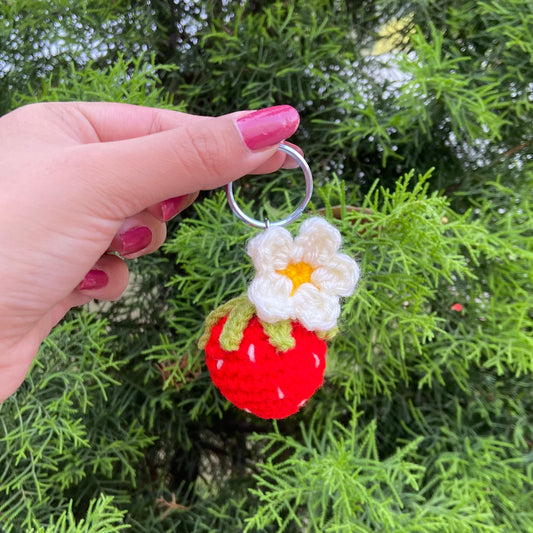 Strawberry Daisy Keychain