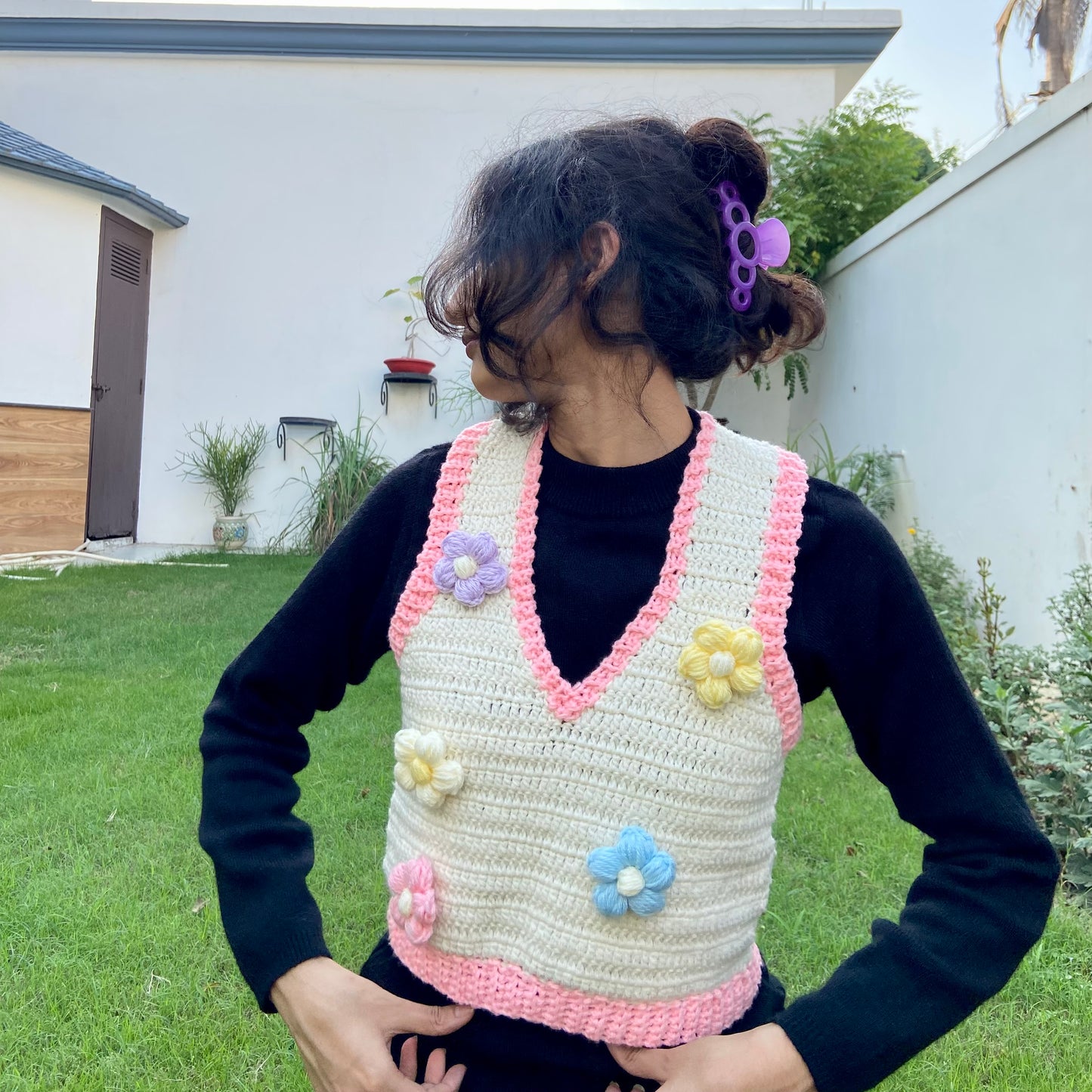 Bloom vest with pastel flowers